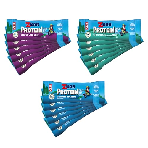 Zbar Protein - Chocolate Chip Chocolate Mint and Cookies n Creme - Variety Pack - Crispy Snack Bars - Made with Organic Oats - Non-GMO - 5g Protein - Gluten Free Protein Bars (18 Pack)