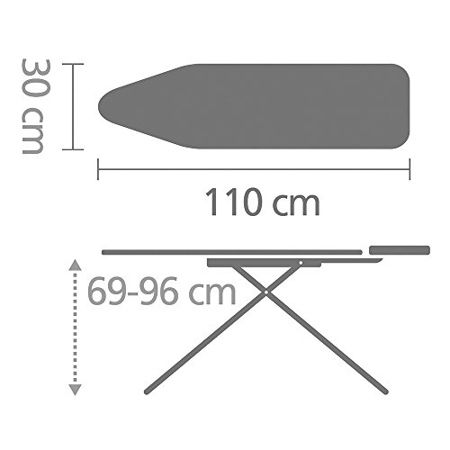 Image of Brabantia - Ironing Board A - with Steam Iron Rest - Adjustable in Height - Non-Slip Rubber Feet - Cotton Cover with Foam Layer - Foldable - Cotton Flower - 110 x 30cm