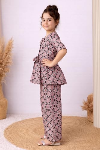 Image of Fashion Dream Girl's Cotton Blend Printed Co-ord Set|Clothing Set|Combo Set|Casual Wear|Coordinate Outfit for Girls|Two-Piece Set