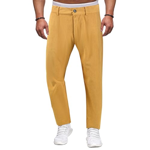 evzosrz Mens Corduroy Pants Casual Straight Regular Fit Stretch Soft Pant Thicken Trousers Outdoor Solid Sweatpant Suit Pant