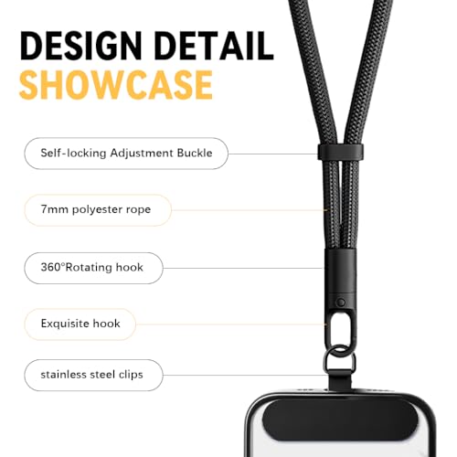 Image of ZORBES 2 Pack Phone Lanyards for Phone Case, Fashion Nylon Woven Phone Case Wristlets with 2 Self-Adhesive Inserts Phone Sling, Adjustable Sliding Cord Lock, 360 Swivel Anti-Lost Phone Wristlets