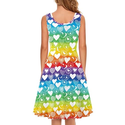 TOADDITDO Women's Sleeveless O Neck Beach A-Line Party Coctail Tank Dresses Flared Sundress3