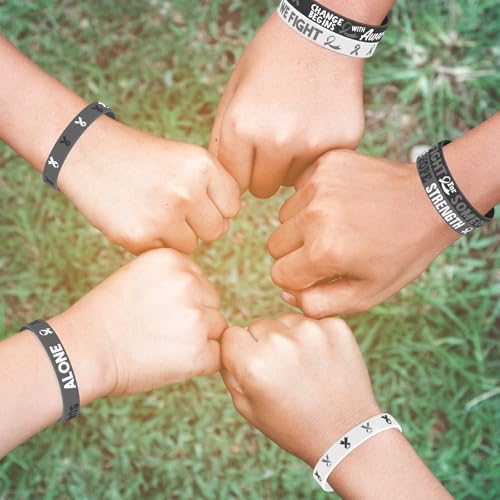Cinrobiye 30 Pcs Cancer Prevention Awareness Silicone Bracelets,Colorful Ribbon Stretch Wristbands,Hope Faith Rubber Wristband Supplies Accessories for Ribbon Awareness Assorted Cancer Awareness4