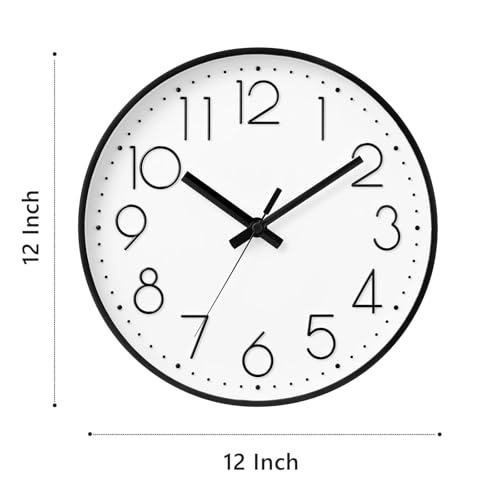 Image of DAXSMY Wall Clock 12 Inch White Decorative, Battery Operated Silent