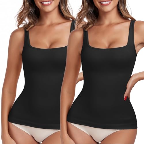 Recopilación de Camisetas moldeadoras para Mujer Top 5. 46 Chaleco Moldeador De Abdomen para Mujer,Faja para Tipo Camiseta Sin Costuras ,Adecuado Tops Ajustados para Mujer (MX/US, Alfa, Chico, Regular, Regular, Negro+Negro)