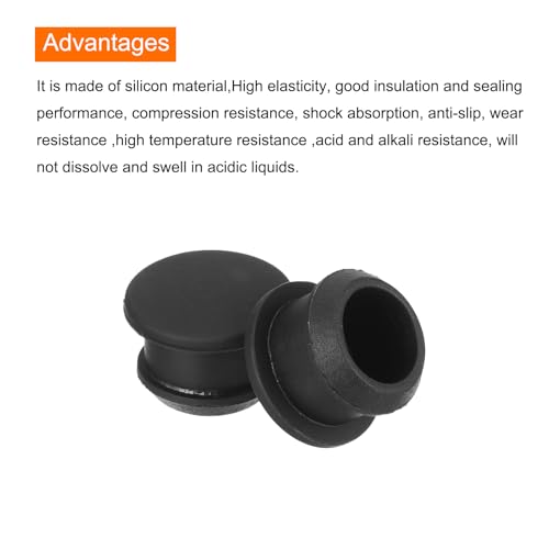 Image of MECCANIXITY Silicone Snap in Locking Hole Plugs,Rubber Panel Seal Cover Flush Type Panel Round for Kitchen Rubber Bulkheads Waterproof Sealing Plugs 12.5mm /0.49 Inch Diameter Black,Pack of 6