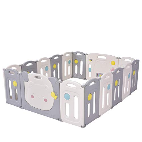Parques de Juegos para Bebés, Sararoom Centro de Actividades para Niños, Baby Playpen, parque infantil bebe, Patio de Juegos de Interior Exterior - 16 Paneles