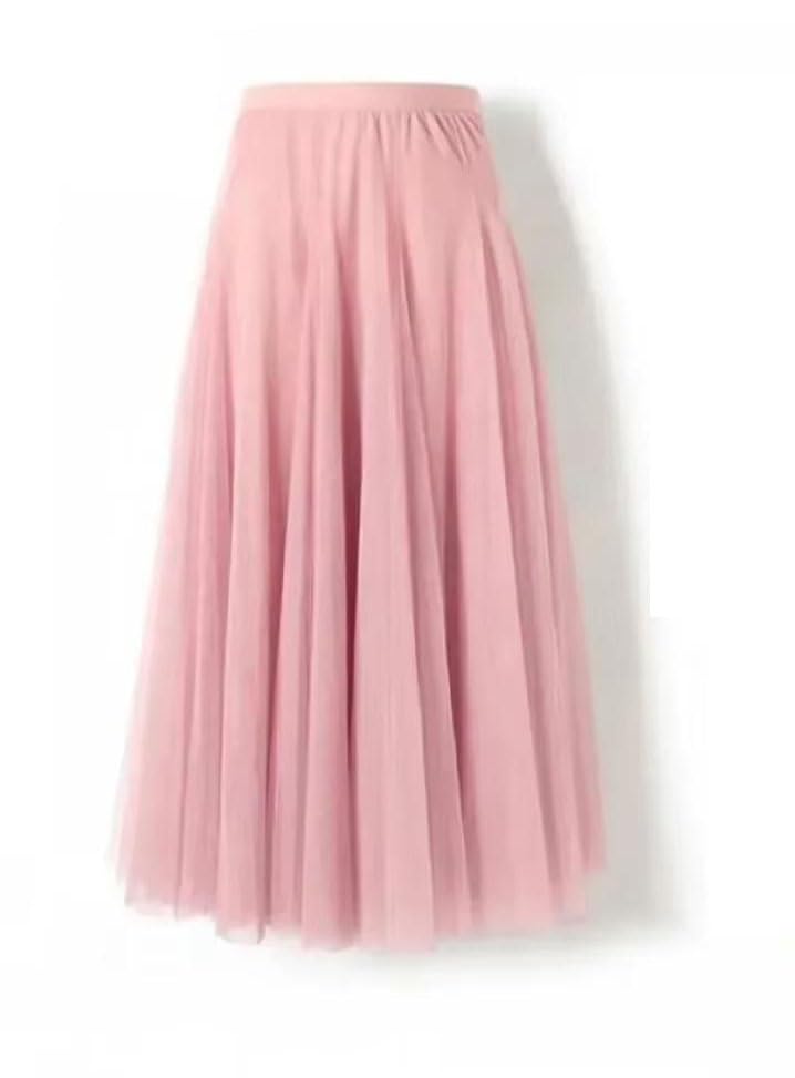 Women's Elastic Mesh Tutu Skirt High Waist Pleated Long Tulle Beach Spring Summer2