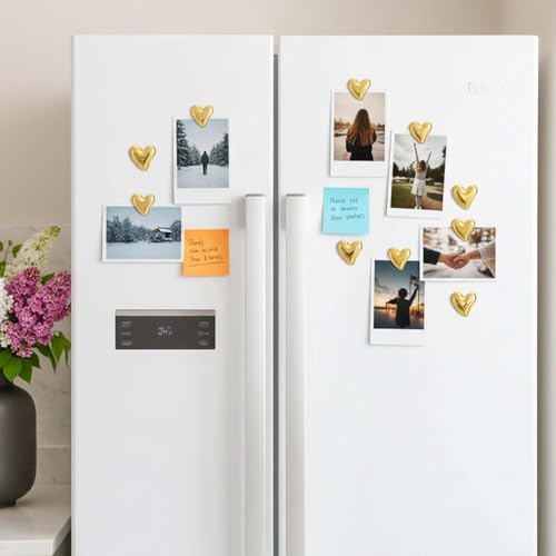Imanes decorativos de refrigerador corazón dorado 12 pcs miniatura 2