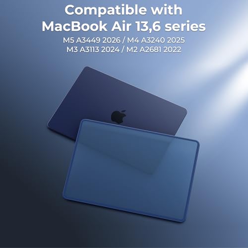 Image of BlueSwan Case Compatible for MacBook Air 13.6 inch M3 M2 A3113 A2681, Released in 2022 2024, Anti-Rupture Shockproof Matte Anti-Fingerprint Hard Shell Cover - Frosted Midnight