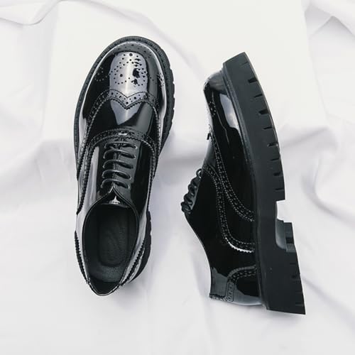 Chunky Loafers for Men, Men’s Leather Platform Loafers, Lug Sole Tassel Slip On Loafers Shoes Brogues Wingtip Casual Business Shoes Comfortable Dressy4