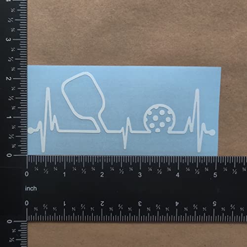 Image of Pickleball Decals 4 Pack: Pickle Ball, Pickleball Heartbeat, Paddles and Pickleball, Love Pickleball Decals (White, Small ~3.5 inch)