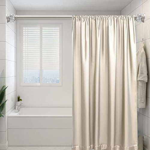 JZKaspar Shower Curtain Rod 27 to 86 Inch,1 Inch Diameter Shower Rod for Bathroom, No Drilling Tension Curtain Rod for Window, Adjustable Spring Tension Rod,No Drilling,No Rust,Silver