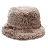 Umeepar Winter Faux Fur Fuzzy Bucket Hat Fluffy Warm Hat for Women Men (US, Alpha, One Size, Khaki)
