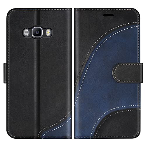 BoxTii Cover per Samsung Galaxy J5 2016, Custodia in PU Pelle Portafoglio per Galaxy J5 2016, Magnetica Cover a Libro con Slot per Schede, Nero