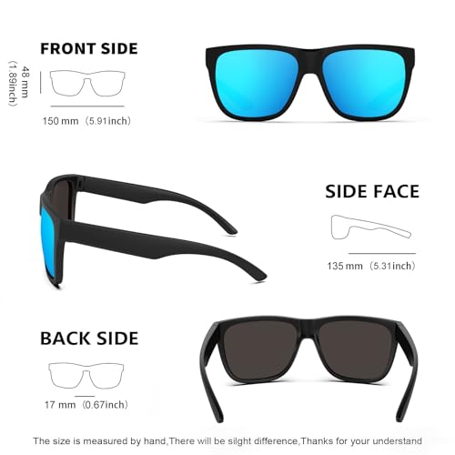 Image of WISTON XL Z87 Sunglasses for Men Women UV400 Protection Lightweight TR90 Frame Square Shades for Driving Fishing Z8246