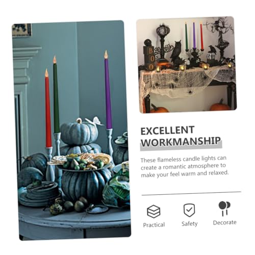 Velas a pilas LED verdes con efecto llama real para iluminación de eventos 3