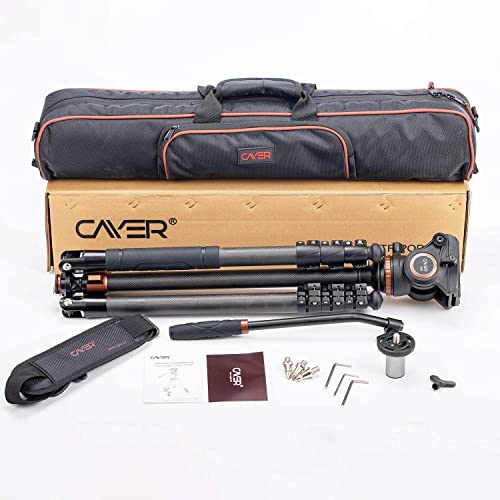 Cayer CF2451 Trépied vidéo 67 Pouces en Fibre de Carbone avec tête de traînée Fluide, trépied DSLR Compact à 4 Sections Convertible en Monopode, pour Appareil Photo Reflex numérique Canon Nikon Sony - Image 8