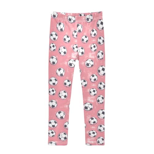 Football Pink Pattern Girls Leggings Soft Comfortable Athletic Leggings Dancing Pants for 4-10 Years