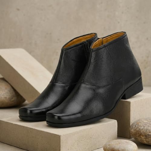 Image of Shoe Island Chelsea-X Fashionable White Leather Zipper High Ankle Length Casual Long Chelsea Boots for Men (IM8200)