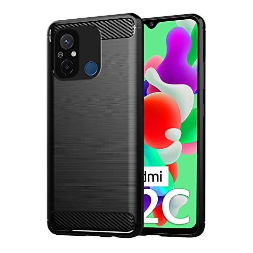 Pikkme Redmi 12C Back Cover |Hybrid Shock Proof | Matte Soft Silicon Flexible | Back Case for Redmi 12C (Black)