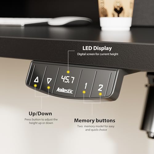 Image of Agilestic 55 x 24 Inches Electric Standing Desk with 2 Storage Drawers, Stand Up Desk Adjustable Height, Sit and Stand Computer Table with Splice Board, Black