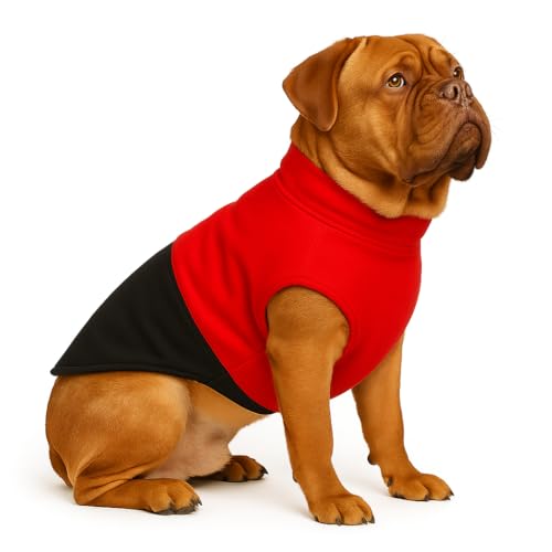 Image of The Pets Company Dog Winter Coat Jacket, Clothes, Windproof, Reversible, Light Weight, Washable, Ultra Warm Thick Fleece Lined Dog Vest for Cold Weather Protection, (Red Black, XX-Large - 30 Inch)