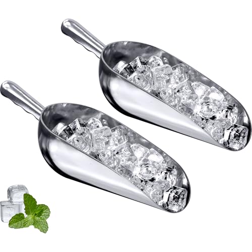 Amazing Abby - Elsa - 58-Ounce Aluminum Ice Scoops (Set of 2), Cast Aluminum Utility Scoops, Food-Grade, Good for Home and Commercial Use, NOT Dishwasher-Safe, Hand-Wash Recommended