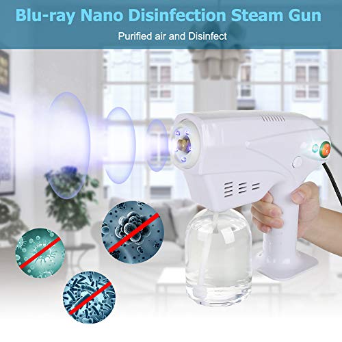 Image of SOOKU Handheld Electric ULV Fogger, Portable Mini Sprayer 260ML 1200W Disinfection Machine, Water Mist Nano Steam Gun Spray Machine with Blue Light for Home, Indoor /Outdoor, Barber Shop