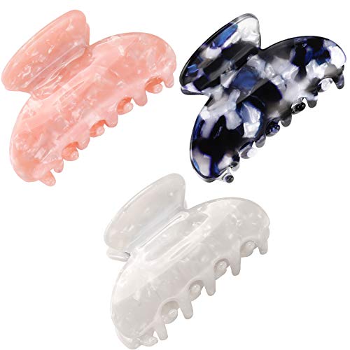Hair Claw Clips for Women Girls, Funtopia 3 Pcs 3.3 Inch Tortoise Barrettes Jaw Hair Clips Clamps Celluloid French Design Barrettes, Leopard Print Hair Clips for Medium Thick Hair