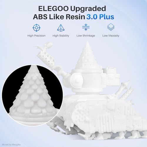 Image of ELEGOO ABS-Like Resin 3.0 Plus, 3D Printer Resin with Low Viscosity and High Precision, 405nm Rapid UV-Curing Photopolymer Resin, 3D Resin for LCD /DLP 3D Printing, White 1000G