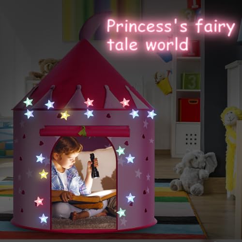 HOTUT Kids Play Tent, Pop Up Tents for Kids with Multi-Coloured Star Lights - Image 3