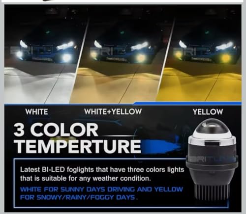 Image of 3-inch IPHPro 3 colour projector with high low beam White Yellow White+Yellow 3000K 4800K 6000K super bright output for car bumpers (Style-1) (style 6)