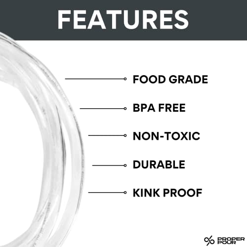 50 Feet - 5/16" Id 7/16" Od Clear Vinyl Tubing Food Grade Multipurpose Tube For Beer Line, Kegerator, Wine Making, Airline Tubing For Aquarium, Air Water Hose, Fuel Line By Proper Pour #TOP3