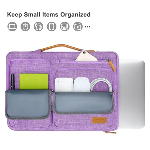 Image of MOSISO 360 Protective Laptop Case 16 inch, 15-15.6 inch Laptop Sleeve Compatible with MacBook Pro 16, HP, Acer, Dell, Lenovo, ASUS, Side Open Carrying Case with 4 Zipper Pockets&Handle, Lilac