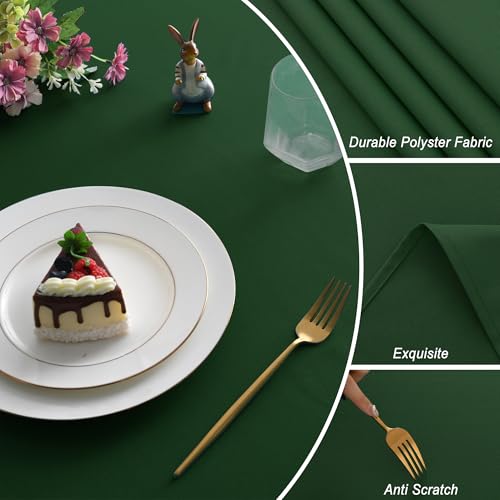 JIUZHEN Hunter Green Round Polyester Table Cloth, Stain Resistant Waterproof Tablecloth for Dining Room Tables, Parties, Wedding, 70 Inch by JIUZHEN - Used condition - Image 4