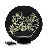 JNB Maker Lampe 3D Honda Goldwing 1800 – Veilleuse LED 16 Couleurs avec Télécommande – Gravure Laser Haute Précision – Décoration Garage & Passion Moto – Fabriqué en France