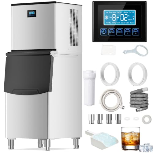 Image of Commercial Ice Maker Machine 715 Lbs /24H with 400LBS Large Storage Bin Ice Ready in Air Cooled Clear Cube Ice for Bar Business Cafe ETL(715 Lbs /24H)