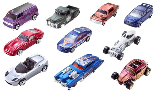 Image of Car Wheels 10 Pack Die-Cast Cars, Multi-Color, Toy Vehicle Set, Ages 3+