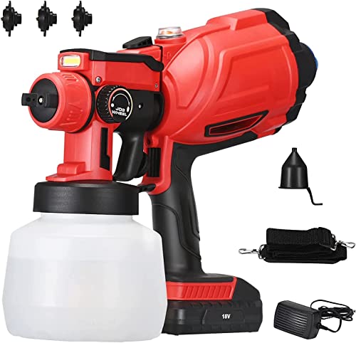 Pistolet à Peinture Electrique, SEAAN Pistolet à Peinture Amélioré, [120W/1200ml/3 Buses/3 Modèles] Pistolet électrique HVLP pour Intérieur et Extérieur de Maison, Armoires, Clôtures, Plafonds