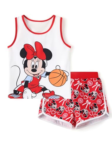 Image of Disney Stitch丨 Frozen丨 Minnie Mouse丨Princess丨Winnie Tank Top+Dolphin Shorts Girls Outfits Workout Athletic Set Summer