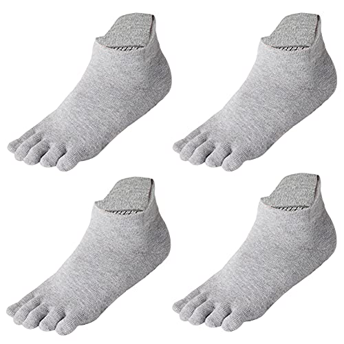 meaiguo Zehensocken No Show Fünf Finger Socken Laufen Zehensocken für Männer Frauen 4-6 Pack, grau, Einheitsgröße Cover