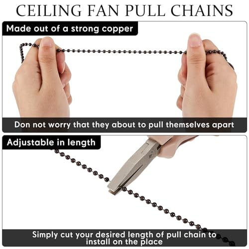 Image of Yaomiao 4 Pieces Ceiling Fan Pull Chain Vintage Hollow Fan Danglers Coppery Color Light Pull Extension 13 Inch Lamp Pulls Extender with Ball Connector Chain for Decoration(Bronze)