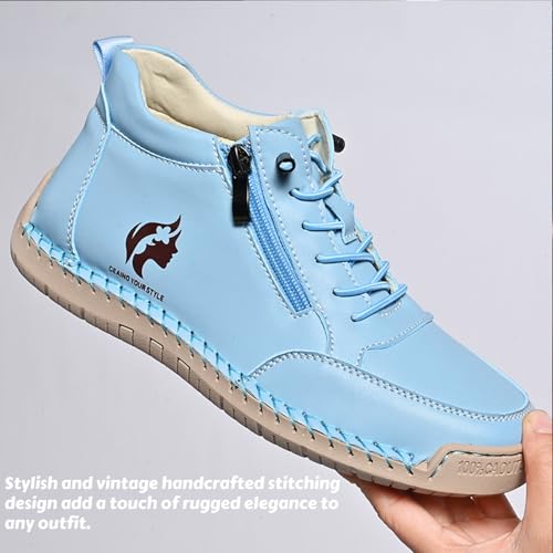 Women Ankle Boots Stylish Casual Sneaker Shoes with Zipper and Lace-Up Design for Easy Slip on, Lightweight and Comfortable3