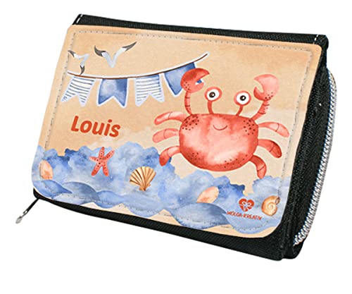 wolga-kreativ Kindergeldbörse Geldbörse Geldbeutel Portemonnaie mit Namen Krebs für Jungen Mädchen personalisiert Kinder Geschenk Cover