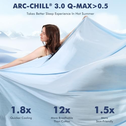Image of Elegear Double-Sided Arc-Chill 3.0 Cooling Blanket for Hot Sleepers, Throw | Q-Max>0.5 Cooling Fabric, Absorbs Heat to Keep Body Cool, Lightweight Summer Blankets for Night Sweats & Menopause, 51 inchx67 inch