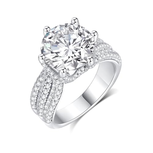 5ct Moissanite Engagement Rings for Women, 11MM Center Stone, D Color VVS1 Round Lab Created Moissanite Wedding Promise Proposal Rings for Women Her, Anniversary Luxurious Bridal Gift
