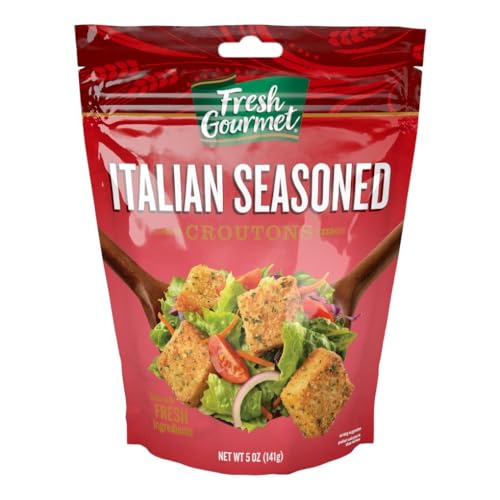 Image of Fresh Gourmet Premium Croutons | Italian Seasoned | 5 Ounce, Pack of 6 | Crunchy Salad Topper