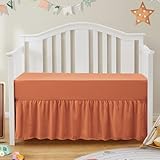 SiinvdaBZX 2-Piece Set Ruffled Crib Skirt & Soft Microfiber Fitted Crib Sheet, 52'x28' + Adjustable Elastic 14' Drop, Fit for Baby Standard Crib & Nursery Toddler Bedding (Rust Orange)