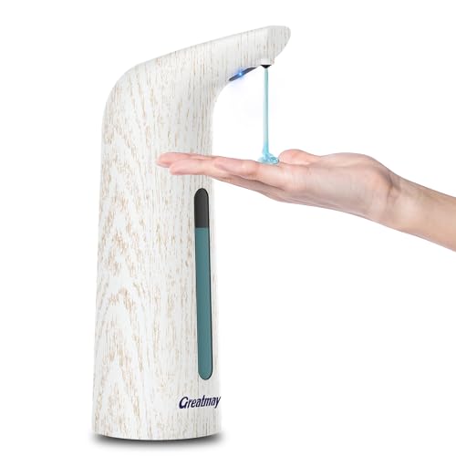 Greatmay Distributeur de savon automatique avec 4 niveaux réglables, 400 ml, distributeur de savon liquide électrique, étanche IPX6, alimenté par piles...